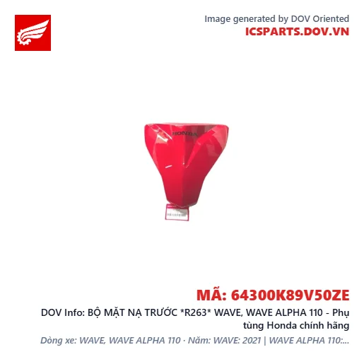 BỘ MẶT NẠ TRƯỚC *R263* WAVE, WAVE ALPHA 110 - Phụ tùng Honda chính hãng