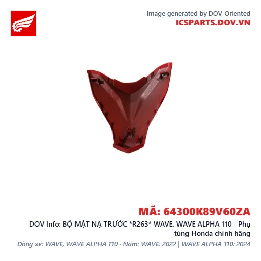 BỘ MẶT NẠ TRƯỚC *R263* WAVE, WAVE ALPHA 110 - Phụ tùng Honda chính hãng