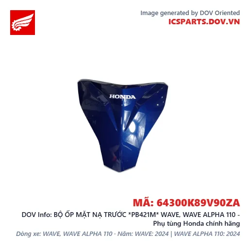 BỘ ỐP MẶT NẠ TRƯỚC *PB421M* WAVE, WAVE ALPHA 110 - Phụ tùng Honda chính hãng