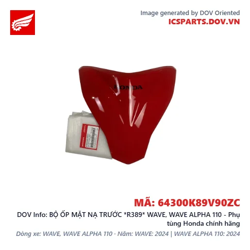 BỘ ỐP MẶT NẠ TRƯỚC *R389* WAVE, WAVE ALPHA 110 - Phụ tùng Honda chính hãng