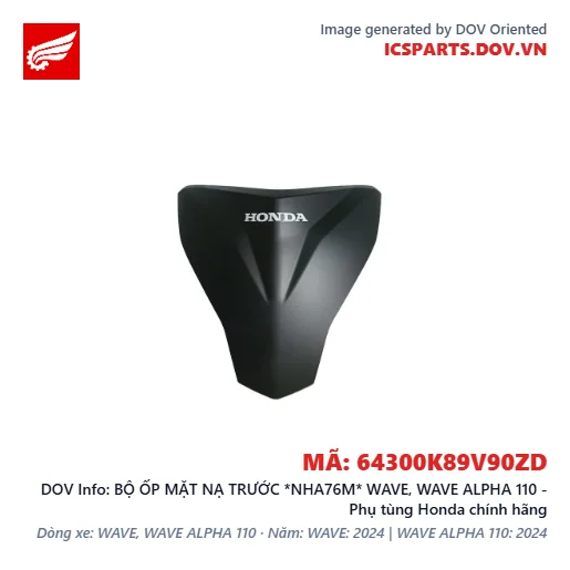 BỘ ỐP MẶT NẠ TRƯỚC *NHA76M* WAVE, WAVE ALPHA 110 - Phụ tùng Honda chính hãng