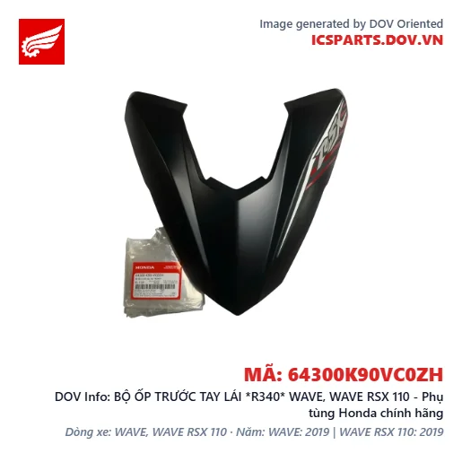BỘ ỐP TRƯỚC TAY LÁI *R340* WAVE, WAVE RSX 110 - Phụ tùng Honda chính hãng