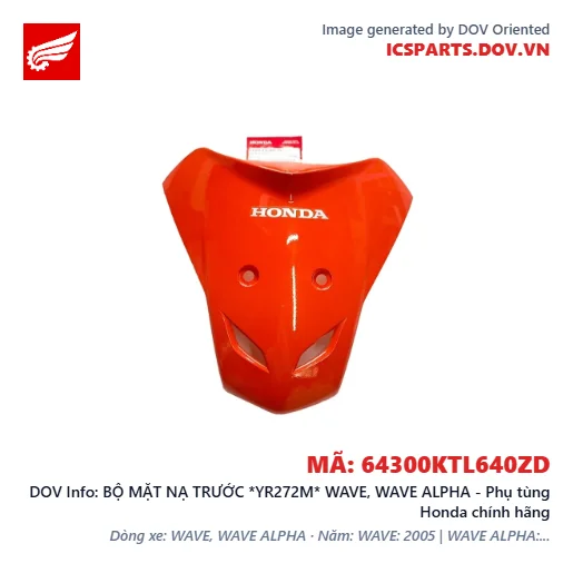 BỘ MẶT NẠ TRƯỚC *YR272M* WAVE, WAVE ALPHA - Phụ tùng Honda chính hãng