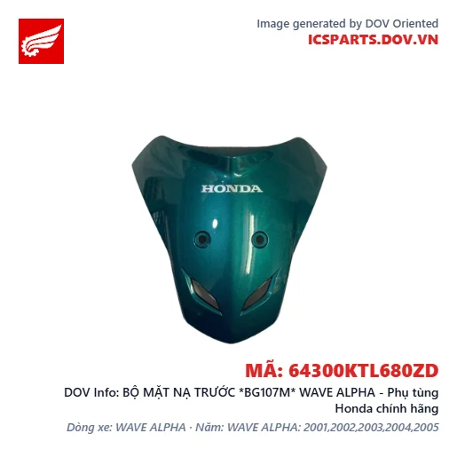 BỘ MẶT NẠ TRƯỚC *BG107M* WAVE ALPHA - Phụ tùng Honda chính hãng