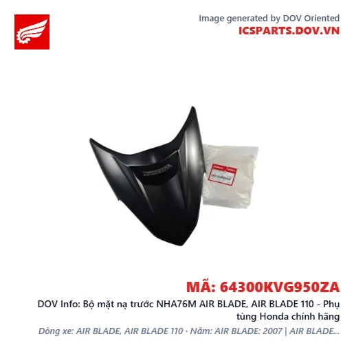 Bộ mặt nạ trước NHA76M AIR BLADE, AIR BLADE 110 - Phụ tùng Honda chính hãng
