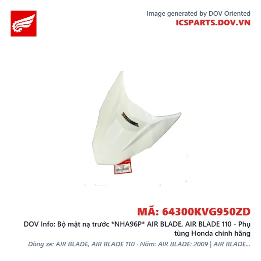 Bộ mặt nạ trước *NHA96P* AIR BLADE, AIR BLADE 110 - Phụ tùng Honda chính hãng