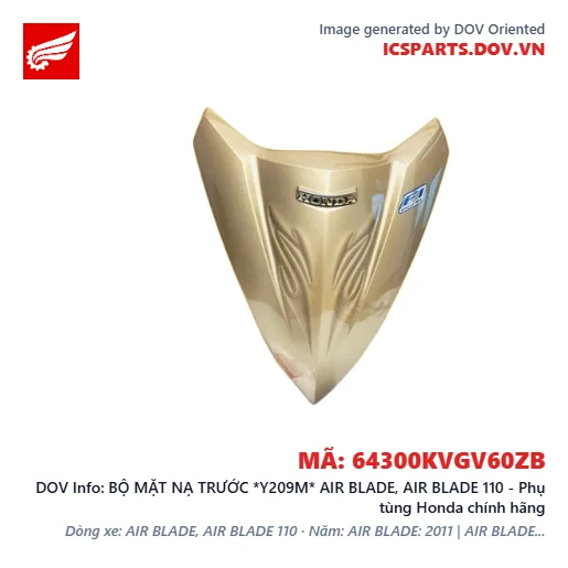 BỘ MẶT NẠ TRƯỚC *Y209M* AIR BLADE, AIR BLADE 110 - Phụ tùng Honda chính hãng