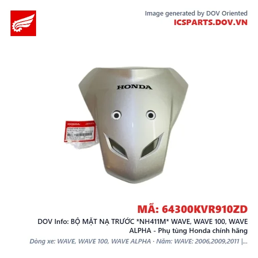 BỘ MẶT NẠ TRƯỚC *NH411M* WAVE, WAVE 100, WAVE ALPHA - Phụ tùng Honda chính hãng