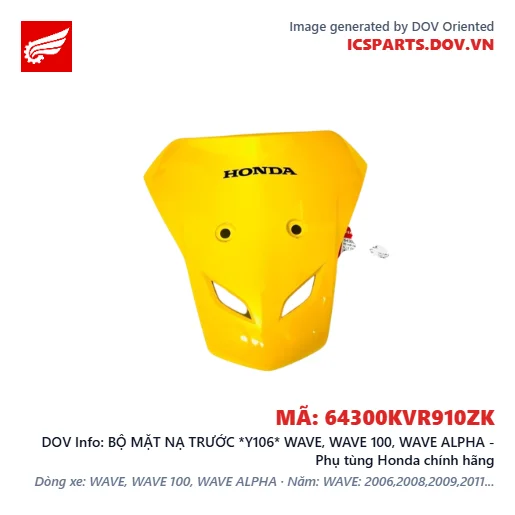 BỘ MẶT NẠ TRƯỚC *Y106* WAVE, WAVE 100, WAVE ALPHA - Phụ tùng Honda chính hãng
