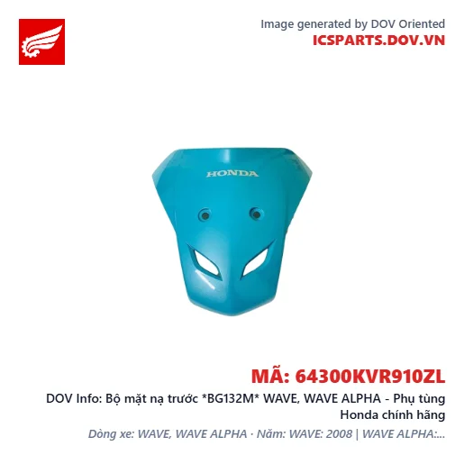 Bộ mặt nạ trước *BG132M* WAVE, WAVE ALPHA - Phụ tùng Honda chính hãng