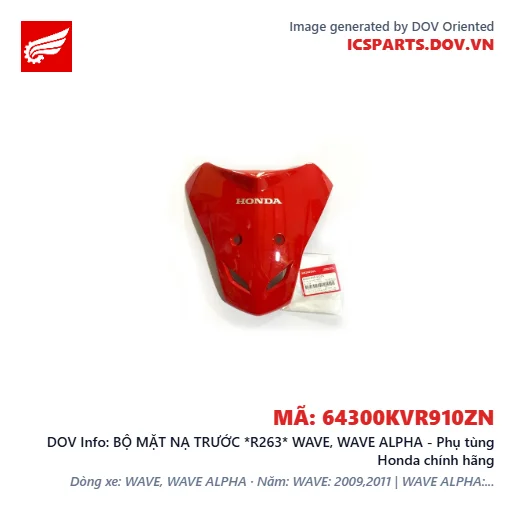 BỘ MẶT NẠ TRƯỚC *R263* WAVE, WAVE ALPHA - Phụ tùng Honda chính hãng