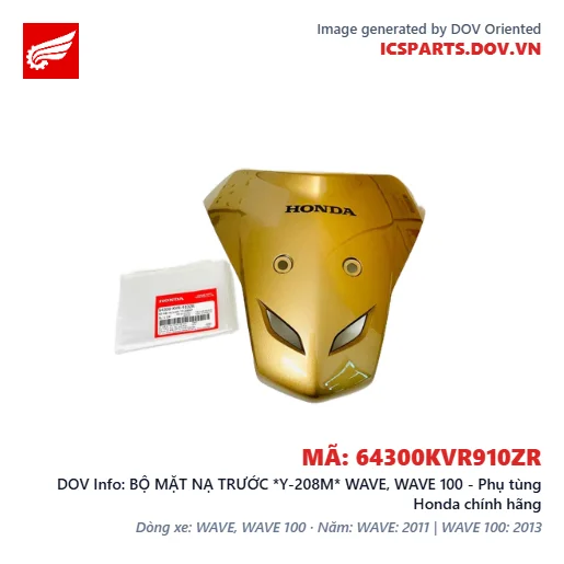 BỘ MẶT NẠ TRƯỚC *Y-208M* WAVE, WAVE 100 - Phụ tùng Honda chính hãng