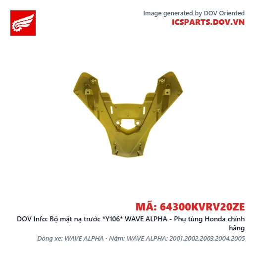 Bộ mặt nạ trước *Y106* WAVE ALPHA - Phụ tùng Honda chính hãng