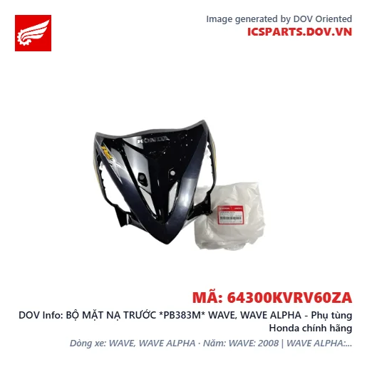 BỘ MẶT NẠ TRƯỚC *PB383M* WAVE, WAVE ALPHA - Phụ tùng Honda chính hãng