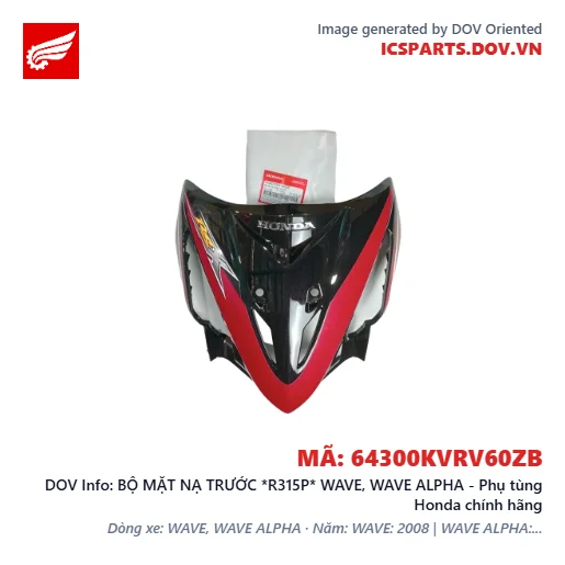 BỘ MẶT NẠ TRƯỚC *R315P* WAVE, WAVE ALPHA - Phụ tùng Honda chính hãng