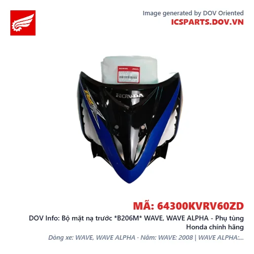Bộ mặt nạ trước *B206M* WAVE, WAVE ALPHA - Phụ tùng Honda chính hãng