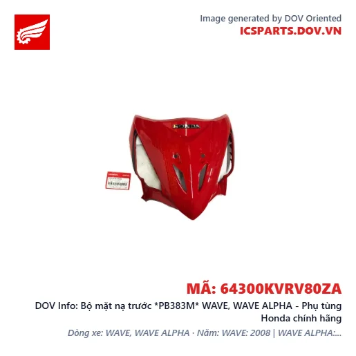 Bộ mặt nạ trước *PB383M* WAVE, WAVE ALPHA - Phụ tùng Honda chính hãng