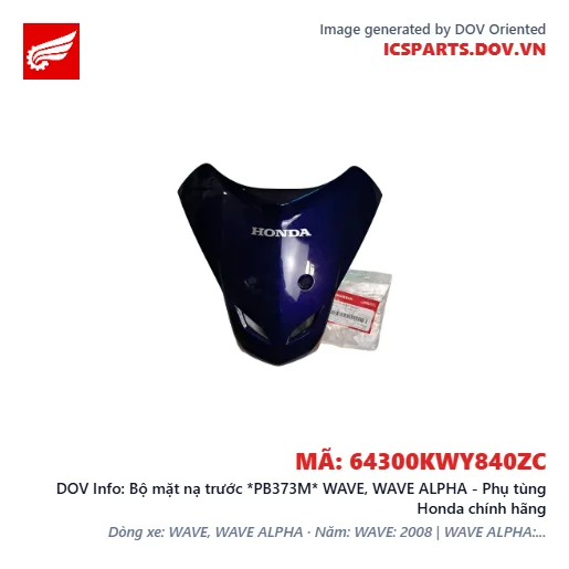 Bộ mặt nạ trước *PB373M* WAVE, WAVE ALPHA - Phụ tùng Honda chính hãng