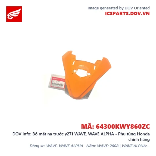 Bộ mặt nạ trước y271 WAVE, WAVE ALPHA - Phụ tùng Honda chính hãng