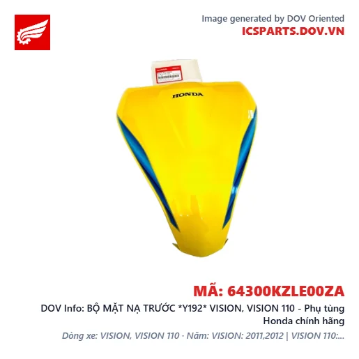 BỘ MẶT NẠ TRƯỚC *Y192* VISION, VISION 110 - Phụ tùng Honda chính hãng