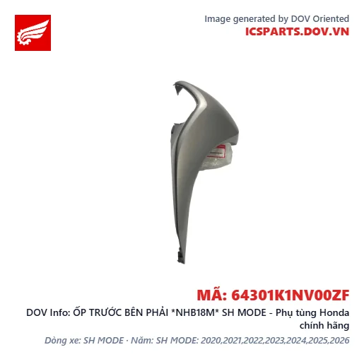 ỐP TRƯỚC BÊN PHẢI *NHB18M* SH MODE - Phụ tùng Honda chính hãng