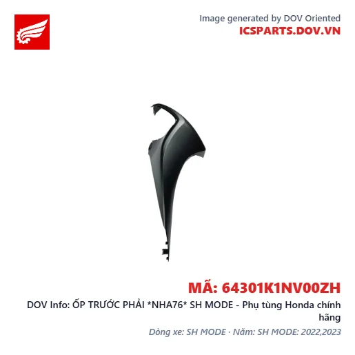 ỐP TRƯỚC PHẢI *NHA76* SH MODE - Phụ tùng Honda chính hãng