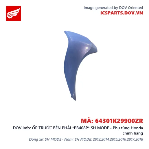 ỐP TRƯỚC BÊN PHẢI *PB408P* SH MODE - Phụ tùng Honda chính hãng