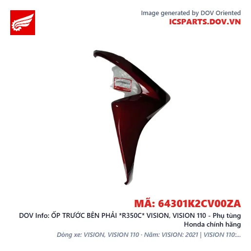 ỐP TRƯỚC BÊN PHẢI *R350C* VISION, VISION 110 - Phụ tùng Honda chính hãng