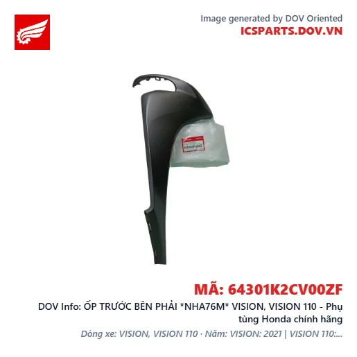 ỐP TRƯỚC BÊN PHẢI *NHA76M* VISION, VISION 110 - Phụ tùng Honda chính hãng