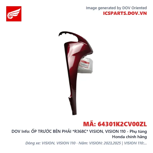 ỐP TRƯỚC BÊN PHẢI *R368C* VISION, VISION 110 - Phụ tùng Honda chính hãng