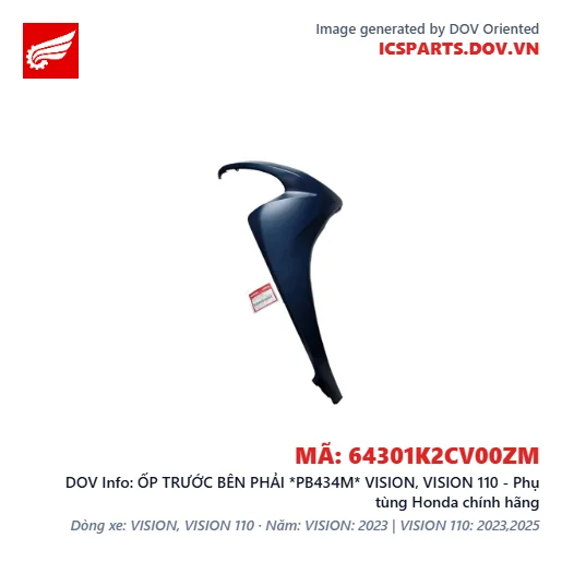 ỐP TRƯỚC BÊN PHẢI *PB434M* VISION, VISION 110 - Phụ tùng Honda chính hãng