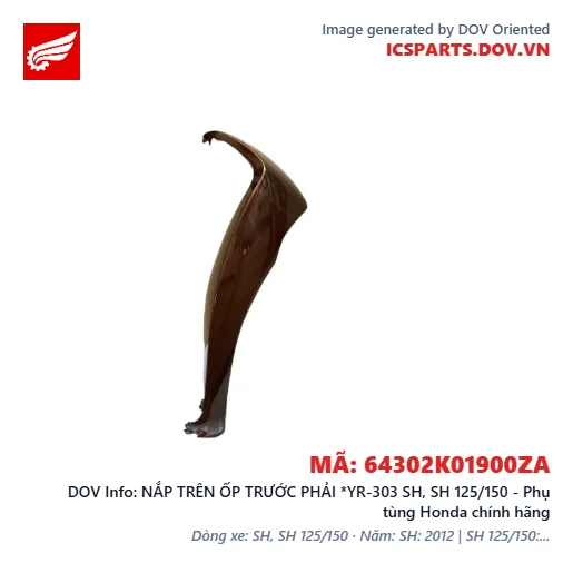 NẮP TRÊN ỐP TRƯỚC PHẢI *YR-303 SH, SH 125/150 - Phụ tùng Honda chính hãng