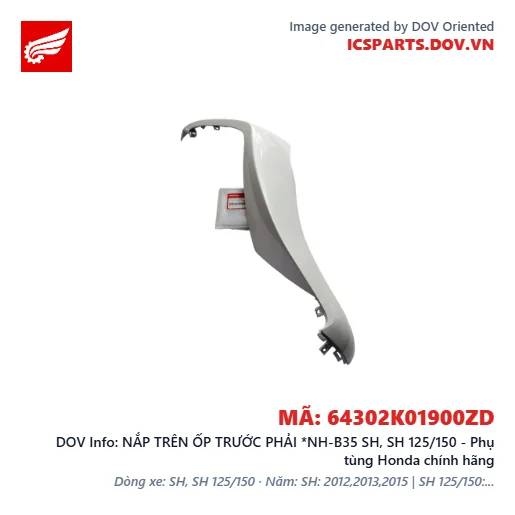 NẮP TRÊN ỐP TRƯỚC PHẢI *NH-B35 SH, SH 125/150 - Phụ tùng Honda chính hãng
