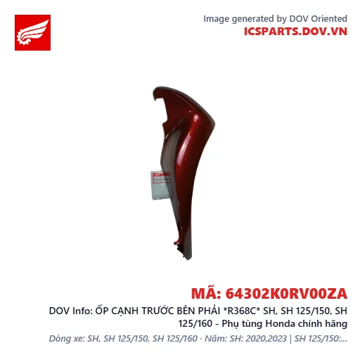 ỐP CẠNH TRƯỚC BÊN PHẢI *R368C* SH, SH 125/150, SH 125/160 - Phụ tùng Honda chính hãng