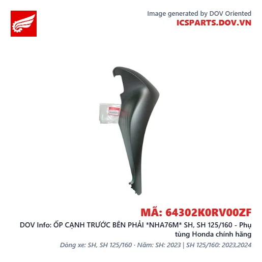 ỐP CẠNH TRƯỚC BÊN PHẢI *NHA76M* SH, SH 125/160 - Phụ tùng Honda chính hãng