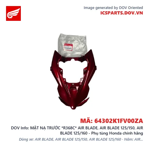 MẶT NẠ TRƯỚC *R368C* AIR BLADE, AIR BLADE 125/150, AIR BLADE 125/160 - Phụ tùng Honda chính hãng