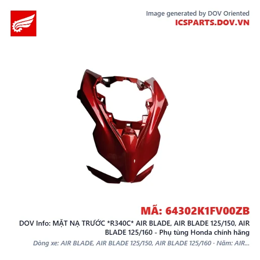 MẶT NẠ TRƯỚC *R340C* AIR BLADE, AIR BLADE 125/150, AIR BLADE 125/160 - Phụ tùng Honda chính hãng