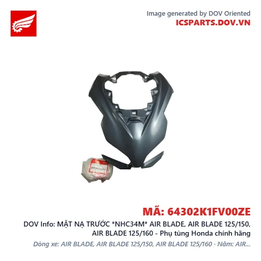 MẶT NẠ TRƯỚC *NHC34M* AIR BLADE, AIR BLADE 125/150, AIR BLADE 125/160 - Phụ tùng Honda chính hãng
