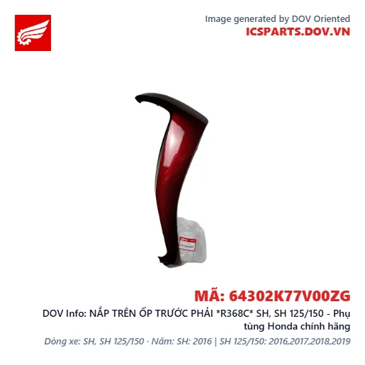 NẮP TRÊN ỐP TRƯỚC PHẢI *R368C* SH, SH 125/150 - Phụ tùng Honda chính hãng