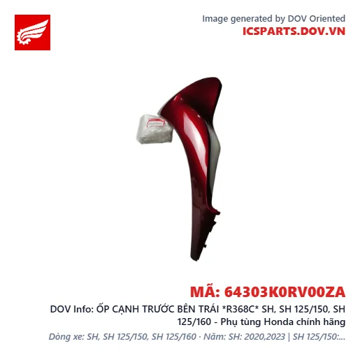 ỐP CẠNH TRƯỚC BÊN TRÁI *R368C* SH, SH 125/150, SH 125/160 - Phụ tùng Honda chính hãng