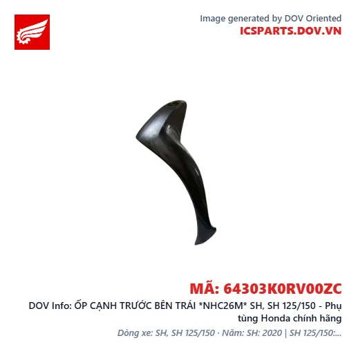 ỐP CẠNH TRƯỚC BÊN TRÁI *NHC26M* SH, SH 125/150 - Phụ tùng Honda chính hãng