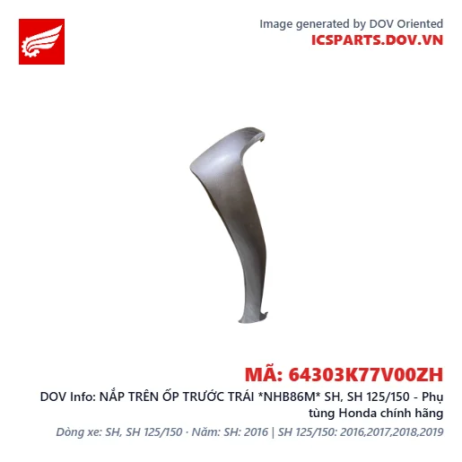 NẮP TRÊN ỐP TRƯỚC TRÁI *NHB86M* SH, SH 125/150 - Phụ tùng Honda chính hãng