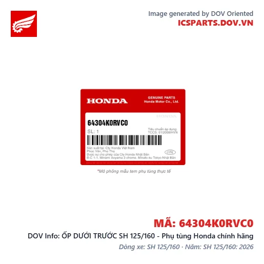 ỐP DƯỚI TRƯỚC SH 125/160 - Phụ tùng Honda chính hãng