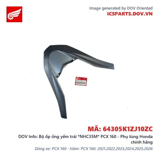Bộ ốp ống yếm trái *NHC35M* PCX 160 - Phụ tùng Honda chính hãng
