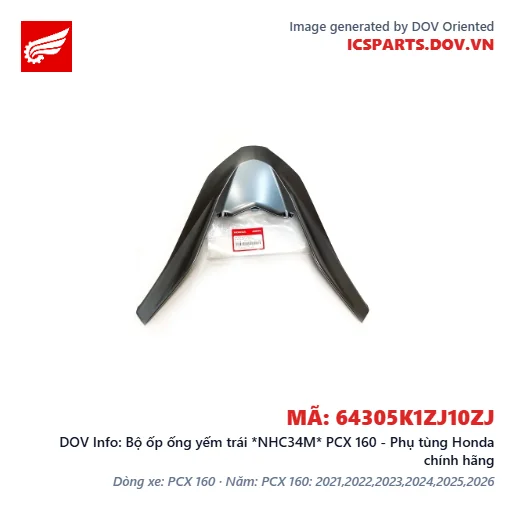 Bộ ốp ống yếm trái *NHC34M* PCX 160 - Phụ tùng Honda chính hãng
