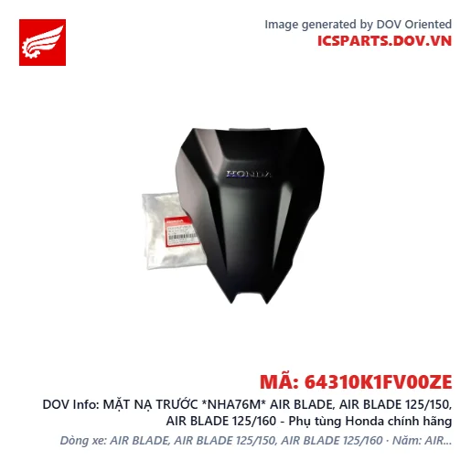 MẶT NẠ TRƯỚC *NHA76M* AIR BLADE, AIR BLADE 125/150, AIR BLADE 125/160 - Phụ tùng Honda chính hãng