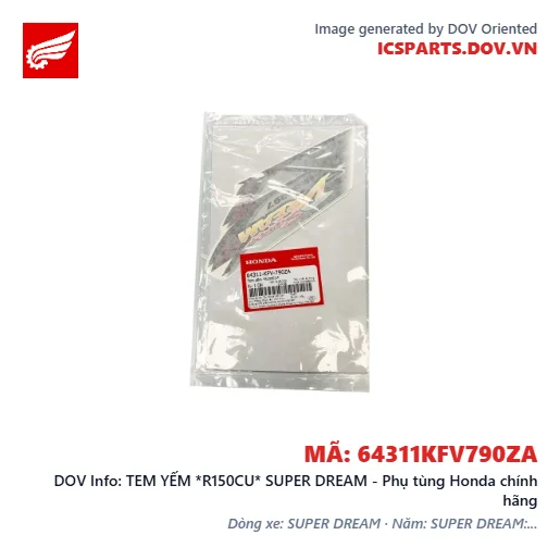 TEM YẾM *R150CU* SUPER DREAM - Phụ tùng Honda chính hãng