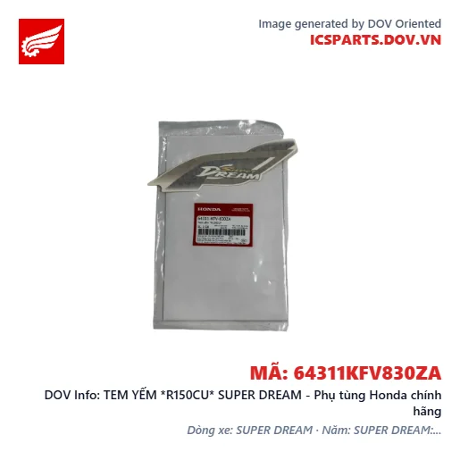 TEM YẾM *R150CU* SUPER DREAM - Phụ tùng Honda chính hãng
