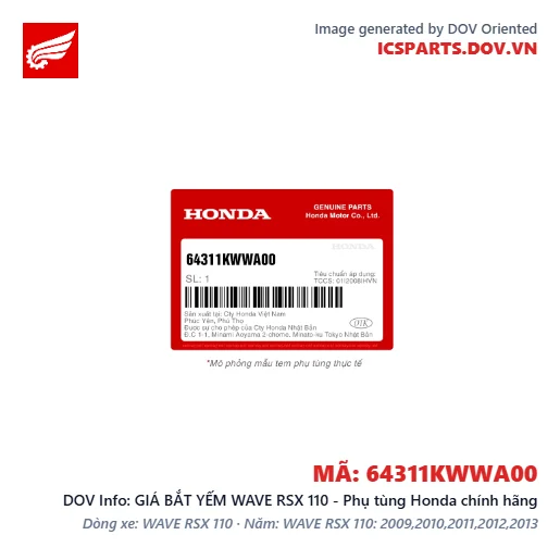 GIÁ BẮT YẾM WAVE RSX 110 - Phụ tùng Honda chính hãng