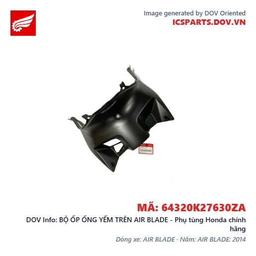 BỘ ỐP ỐNG YẾM TRÊN AIR BLADE - Phụ tùng Honda chính hãng